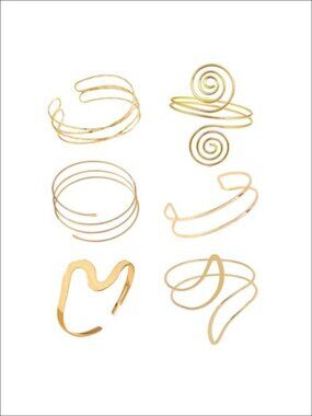 Minimalist 14K Gold Plated Arm Cuff Bangle Set Adjustable Upper Arm Bracelets